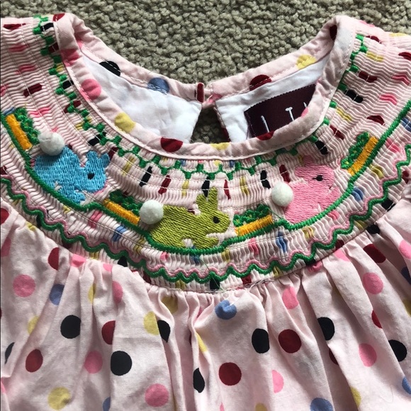 Perfect Easter dress! Smocked with bunnies! - Picture 3 of 4